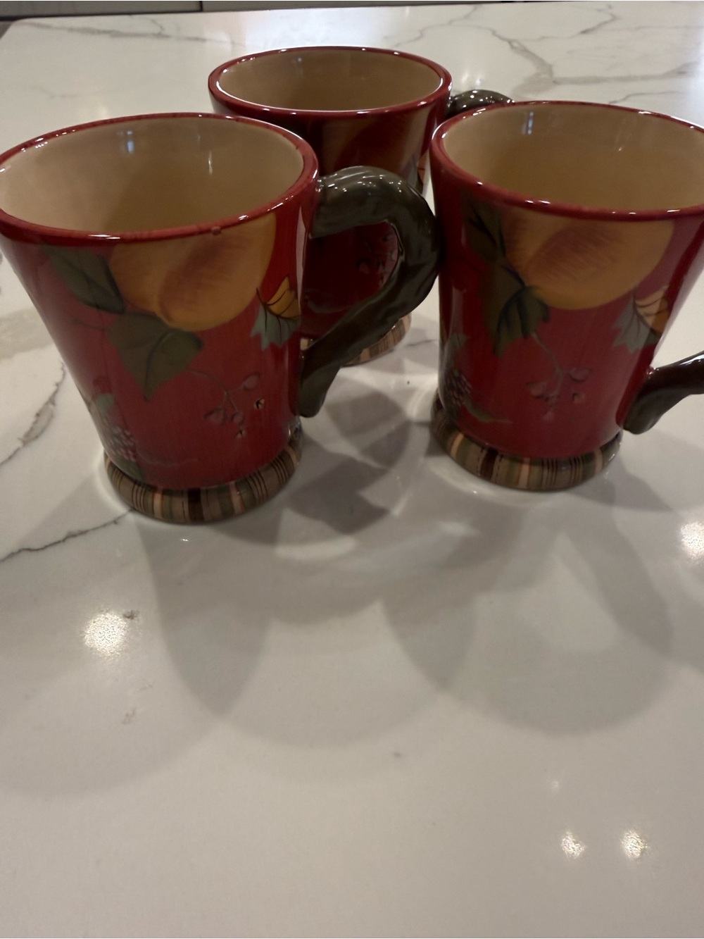 Tracy Porter The Octiva Hill Collection Set of 3 Red & Green Coffee Mugs